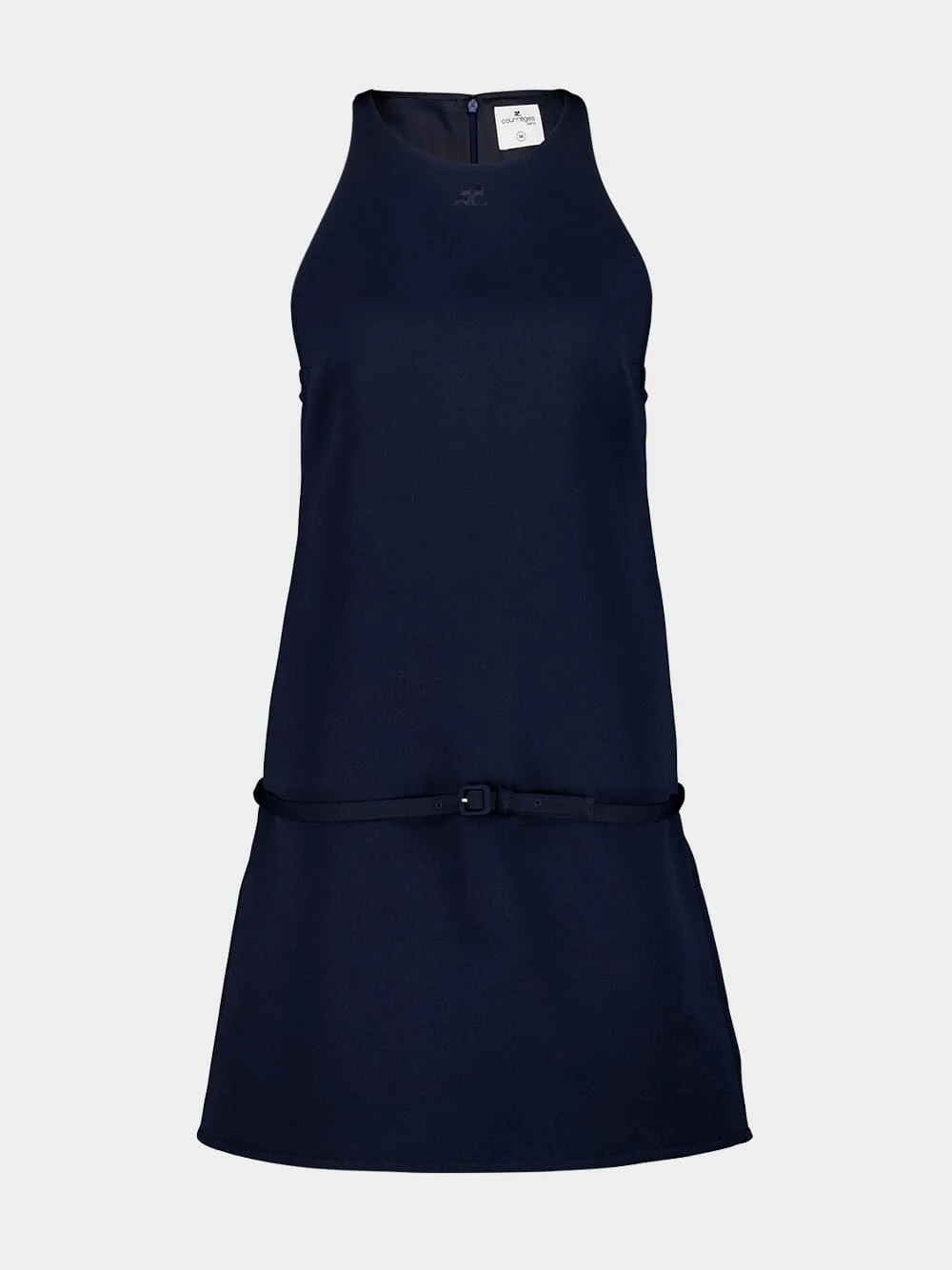 Navy A-Line Belted Mini Dress - Image 2