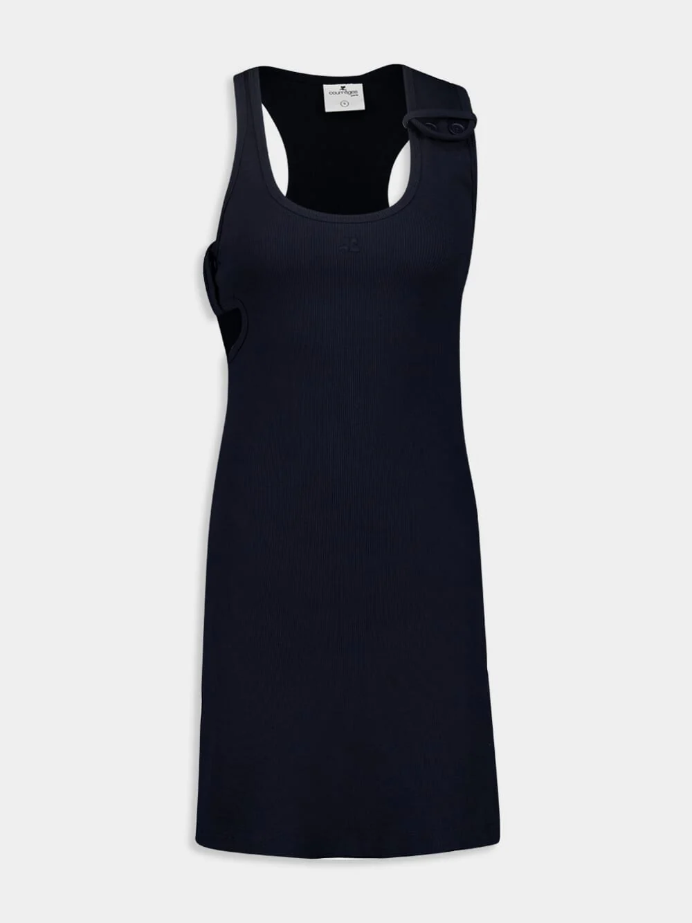 Navy Double Buckle 90's Rib Dress - Image 2