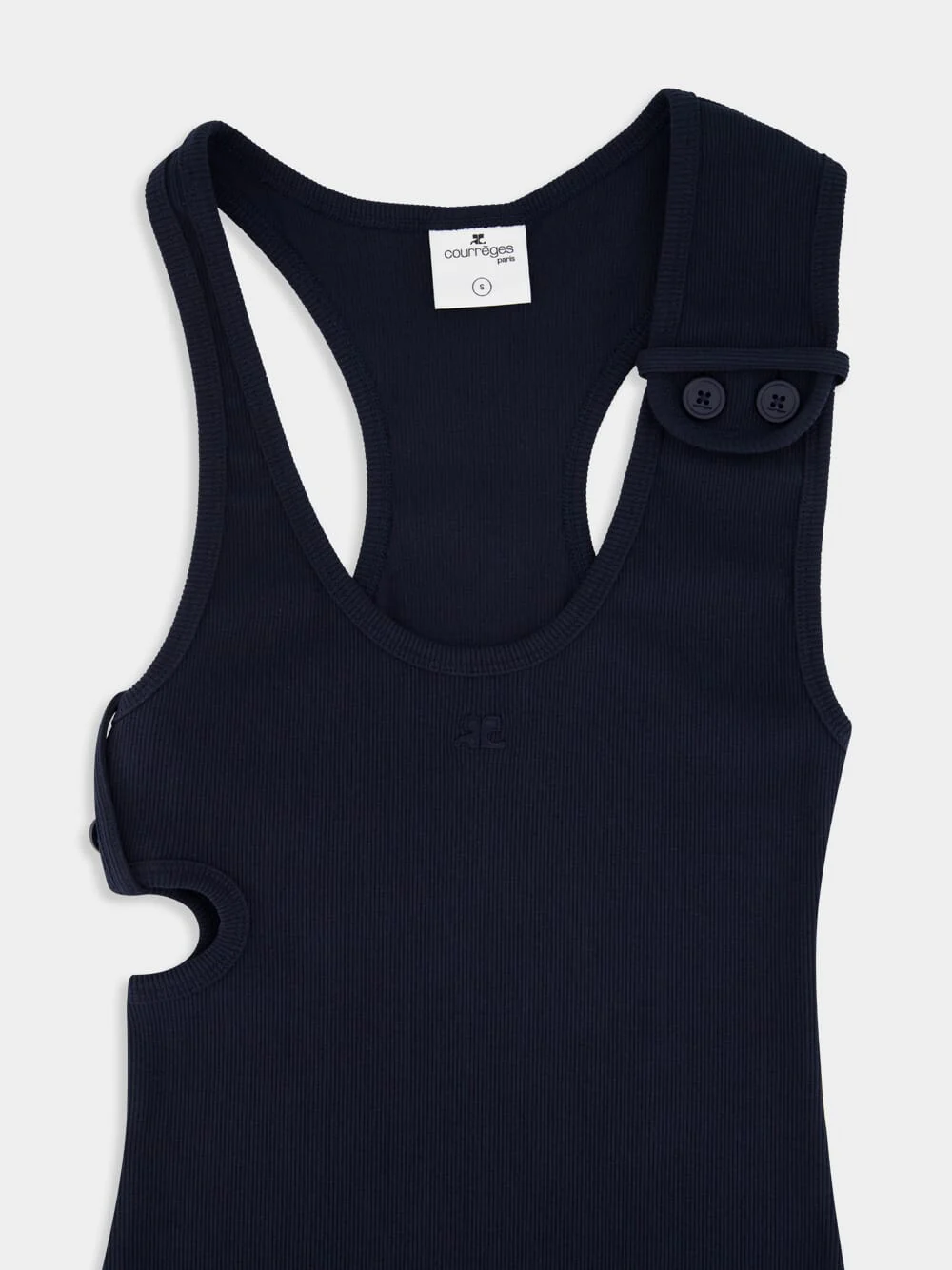 Navy Double Buckle 90's Rib Dress - Image 6