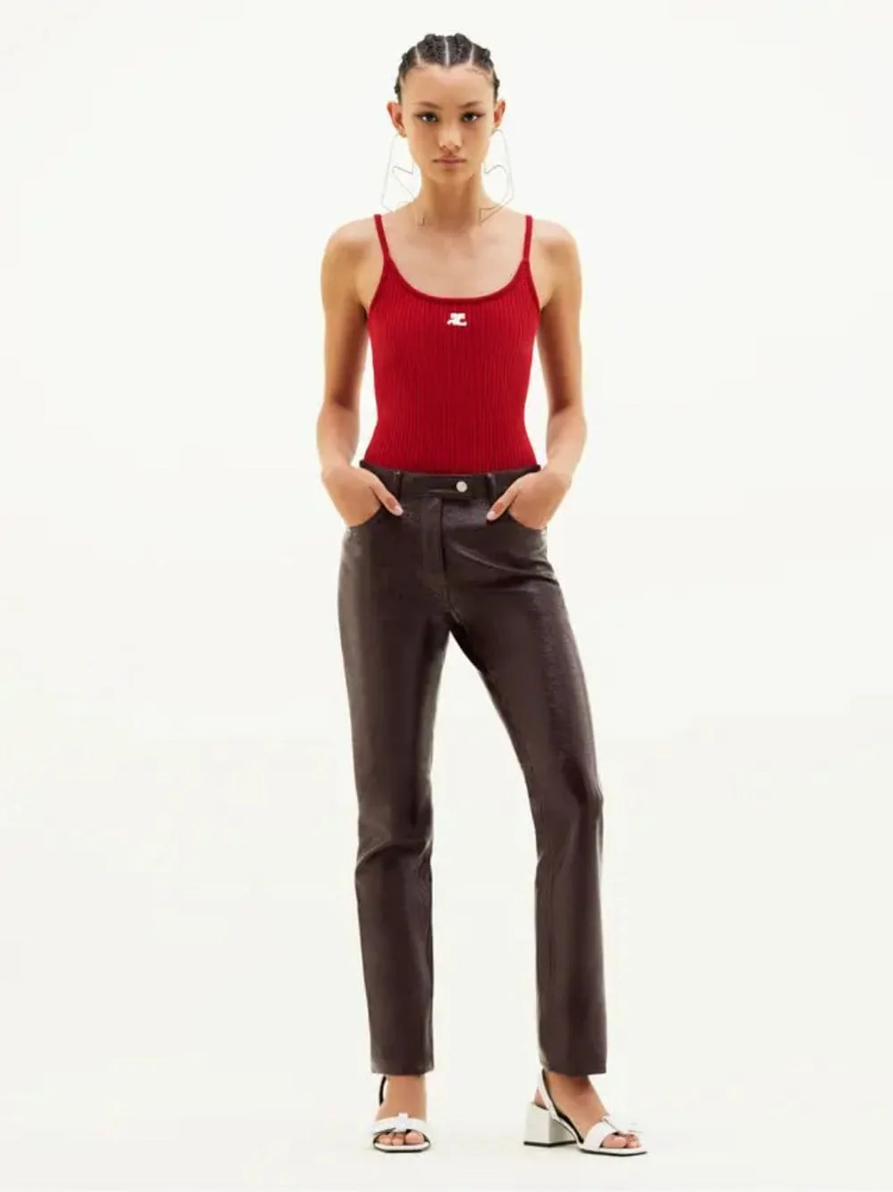 Red Reedition Rib Knit Tank Top - Image 2