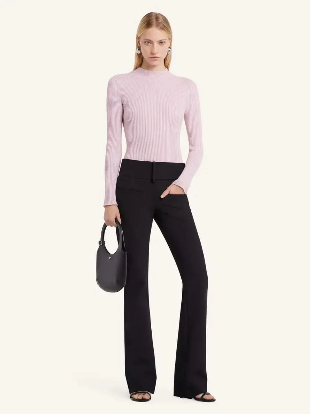 Salt Pink Solar Light Rib Mockneck Sweater