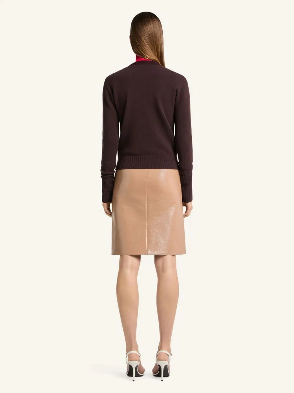 Bronzer Vinyl Knee-Length Skirt - Image 4
