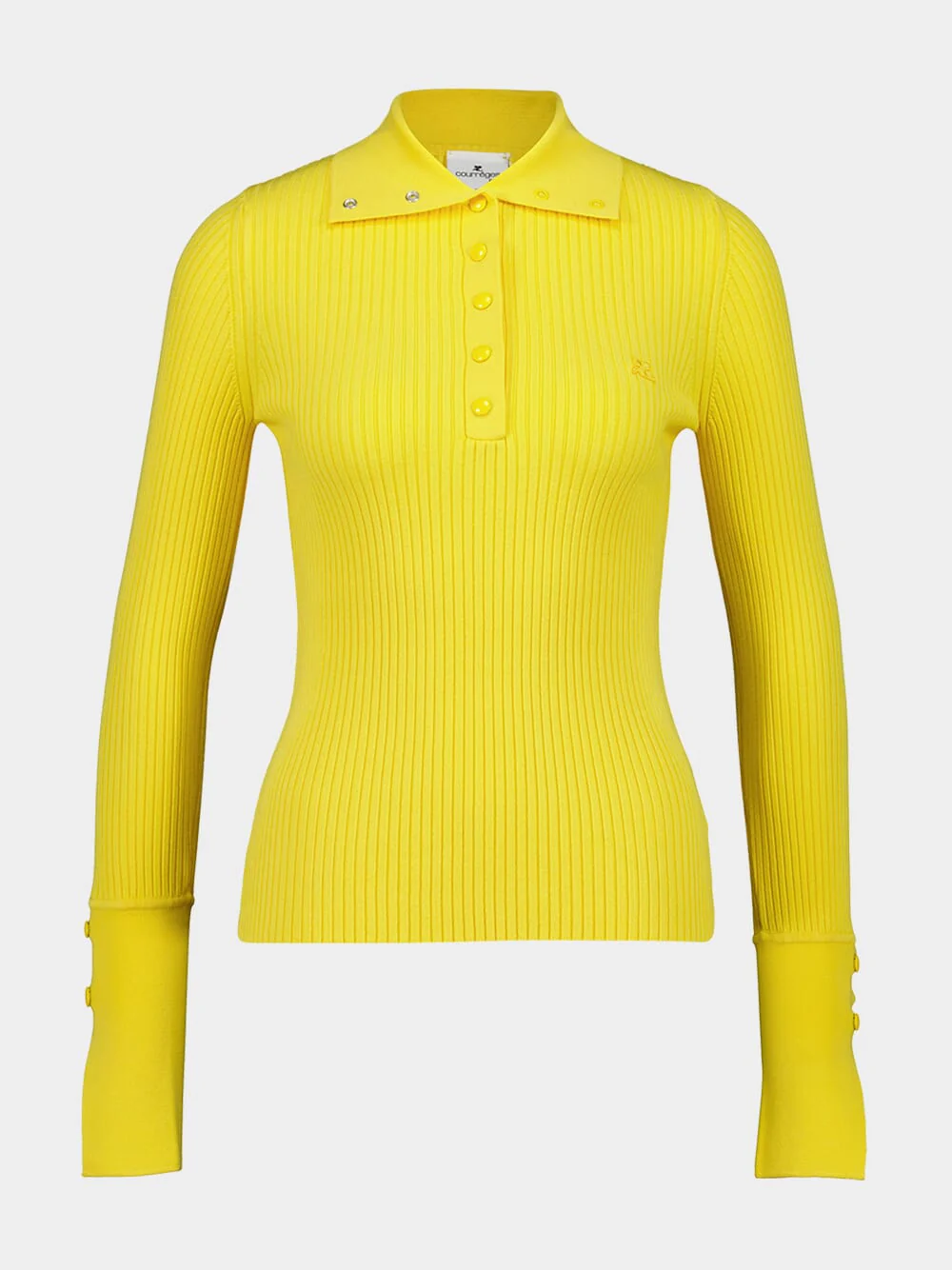 Sun Yellow Classic Rib Polo Shirt - Image 2