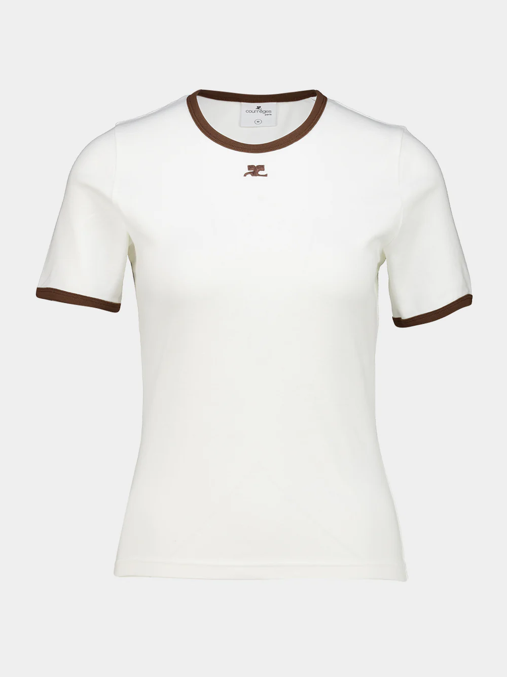 Heritage White and Smoky Brown Contrast Cotton T-Shirt