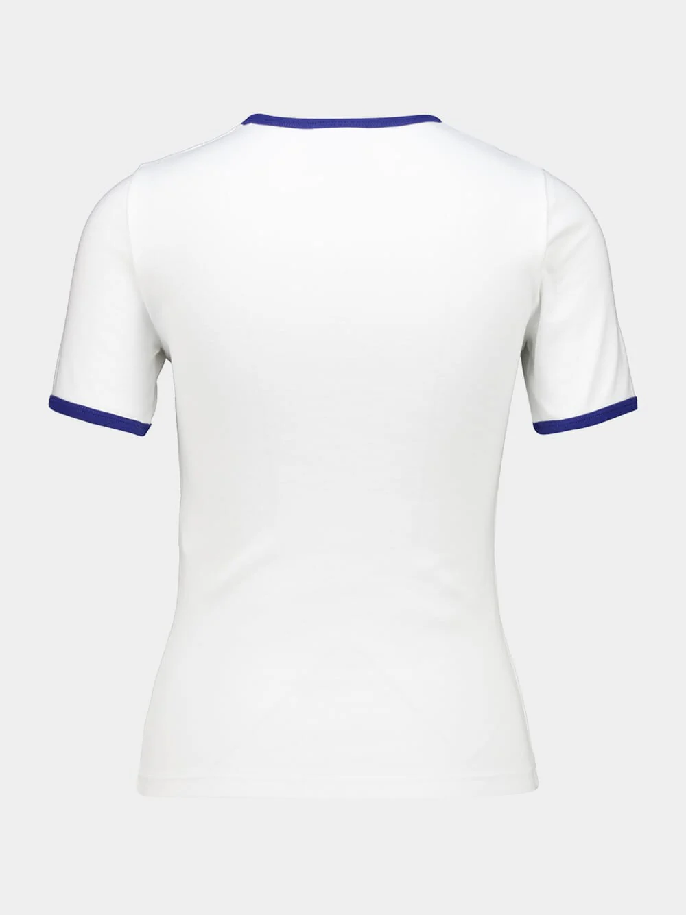 White and Mineral Blue Contrast Cotton T-Shirt - Image 3