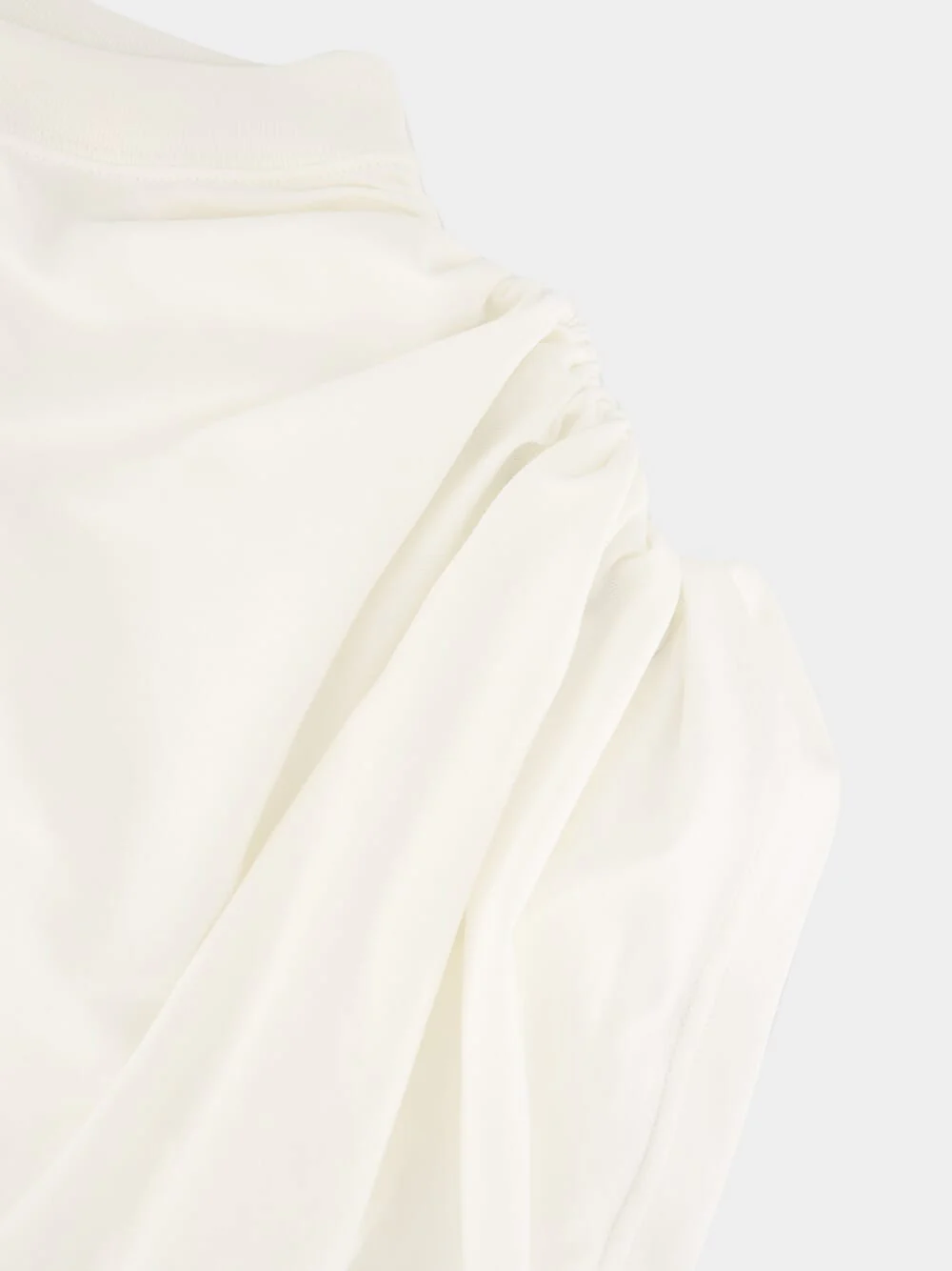White Asymmetrical Twist Cotton T-Shirt - Image 6