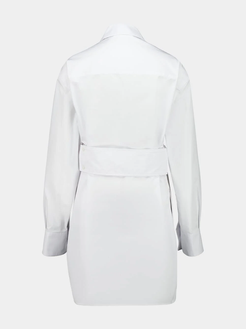 White Cotton Mini Shirt Dress - Image 2