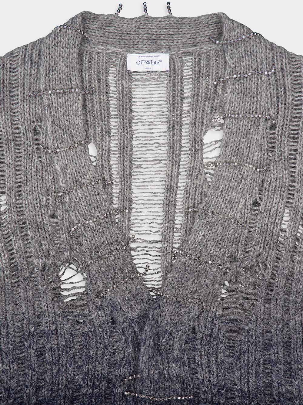 Distressed Mohair Gradient-Effect Cardigan - Image 3