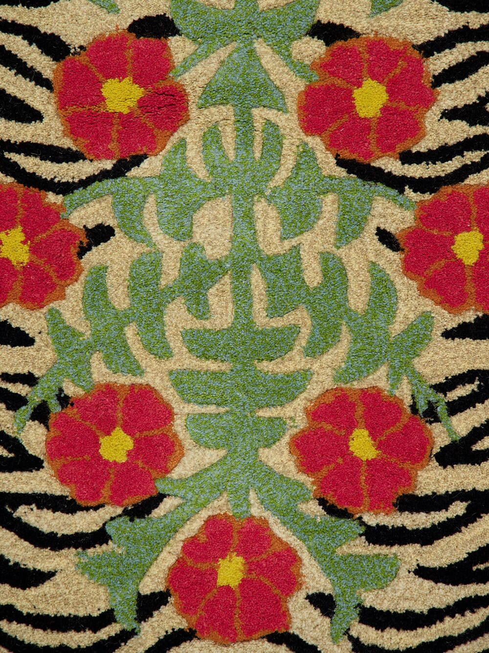 Floral White Tiger Large Rug - Image 4
