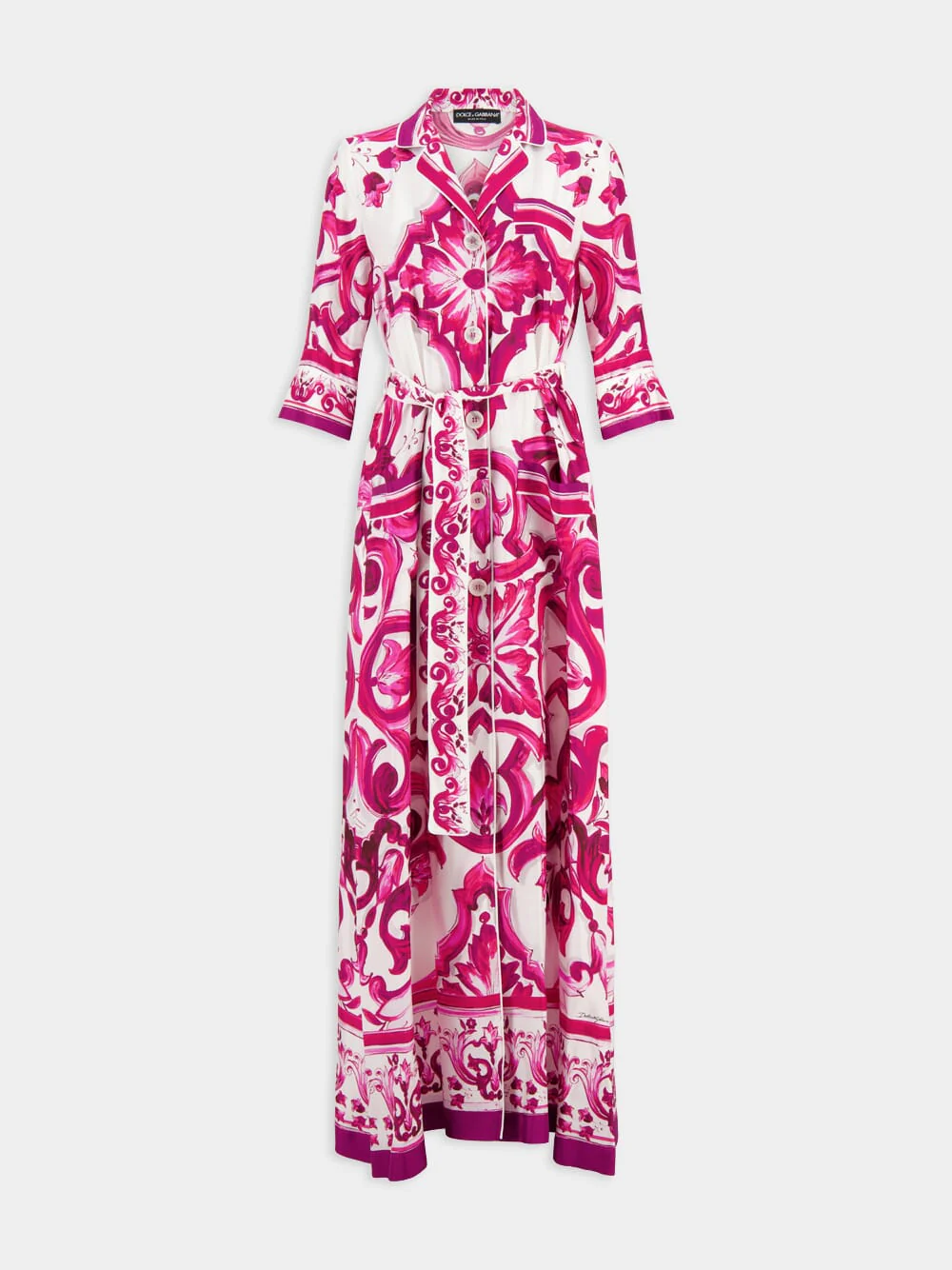 Majolica-Print V-Neck Maxi Dress