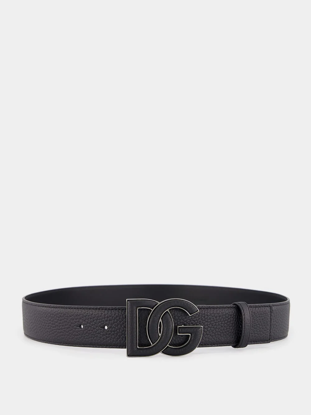 Black Deerskin-Print Calfskin Belt