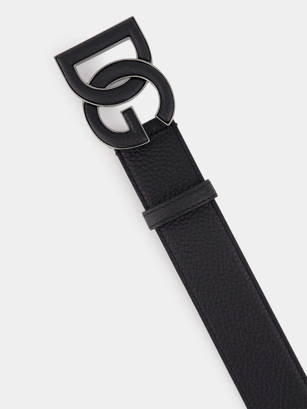 Black Deerskin-Print Calfskin Belt - Image 3