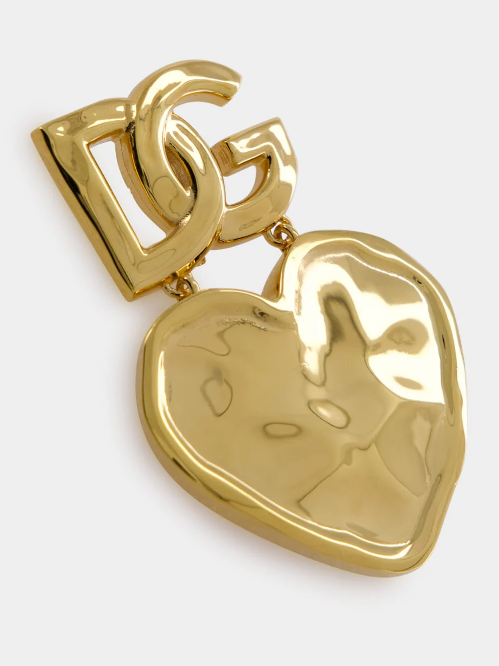 Gold Drop Earrings with Heart and DG Logo - Image 3