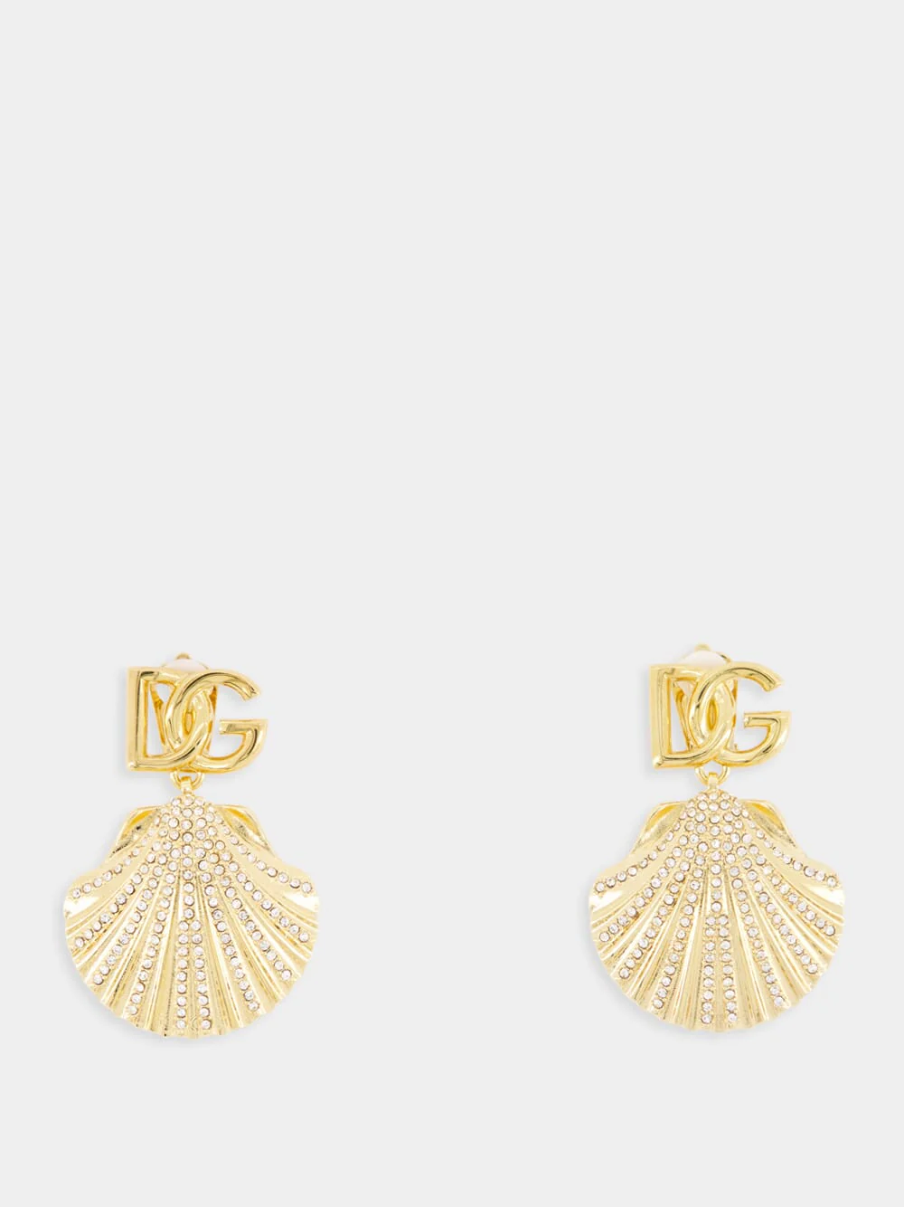 Rhinestone Shell DG Logo Earrings