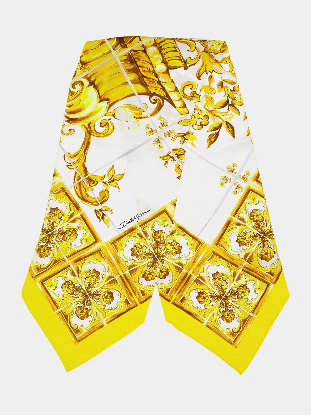 Silk Twill Scarf with Majolica Print