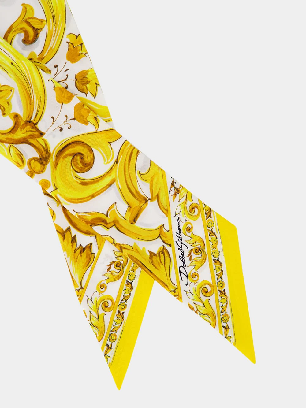 Yellow Majolica-Print Silk Twill Headscarf - Image 2