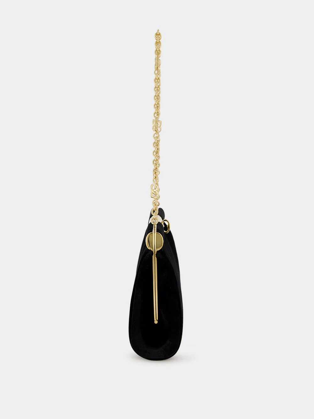 Black Medium Marlene Velvet Shoulder Bag - Image 4