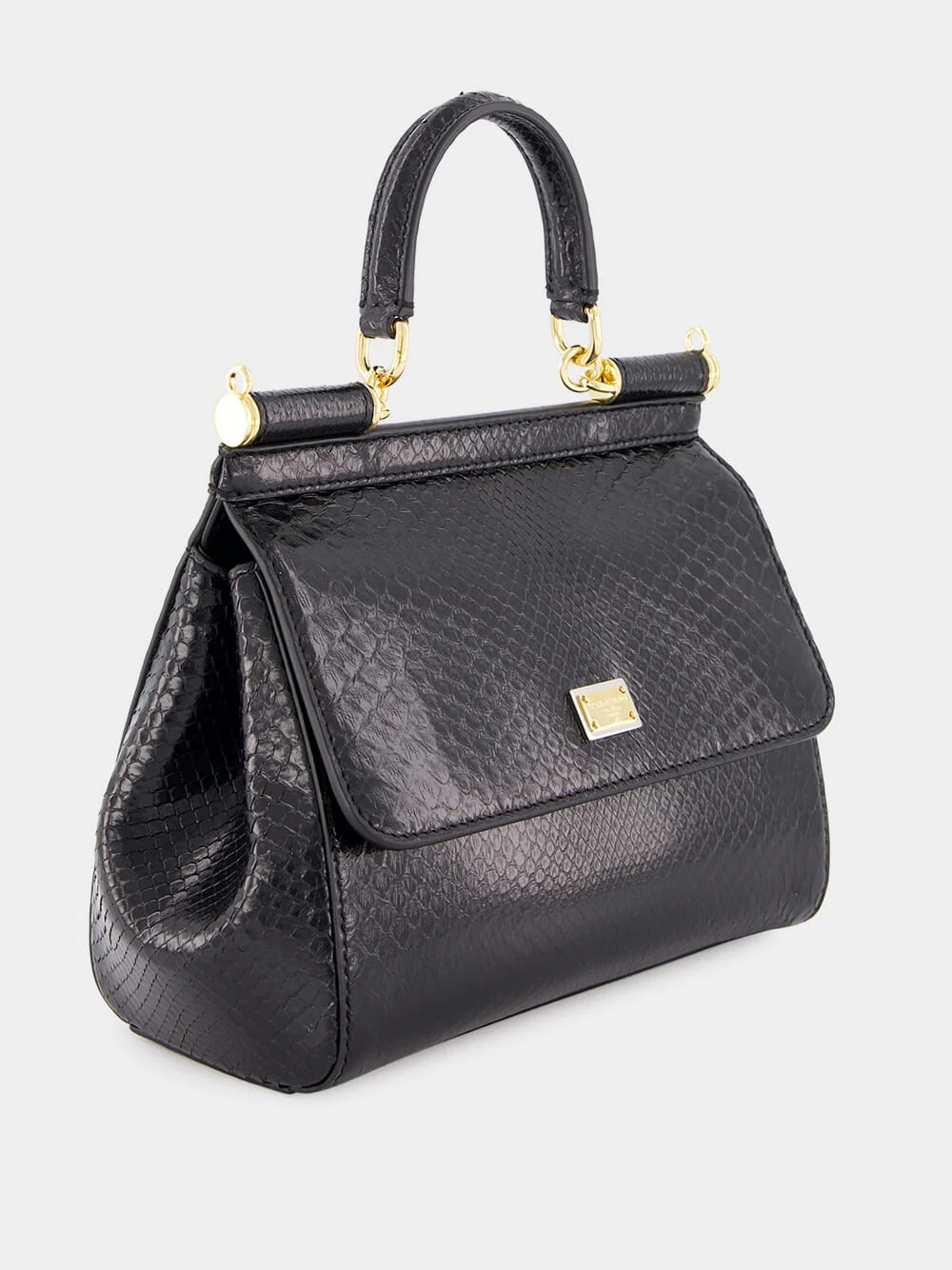 Black Medium Python Sicily Bag - Image 3