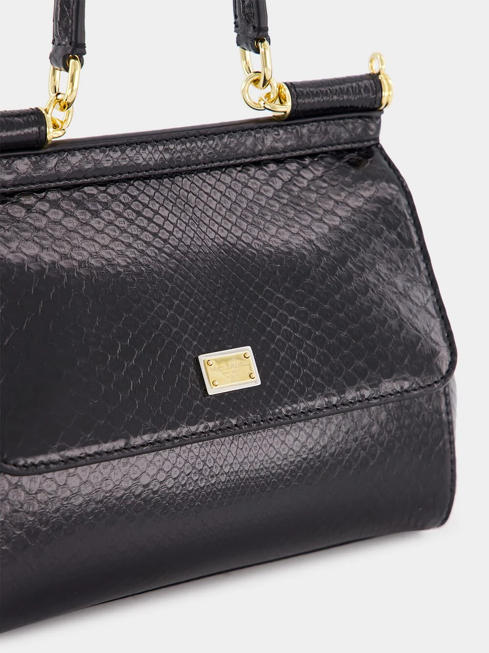 Black Medium Python Sicily Bag - Image 6
