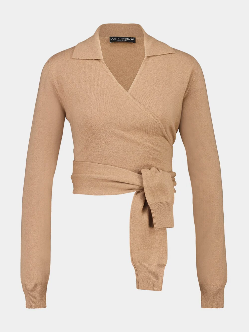 Beige Cashmere Wrap Cardigan - Image 2