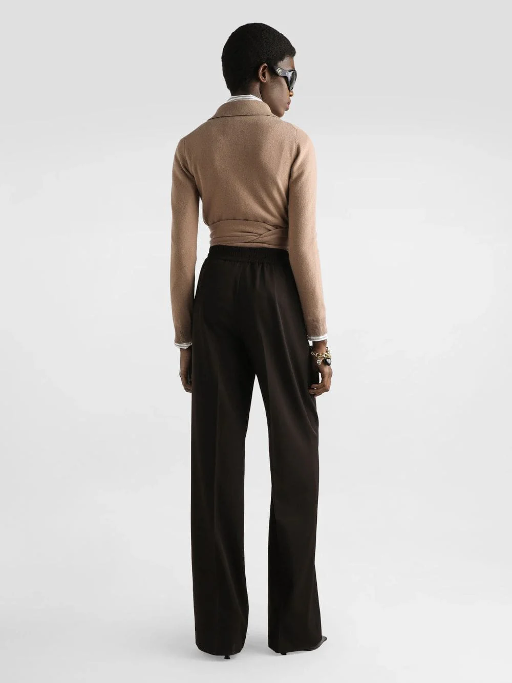 Beige Cashmere Wrap Cardigan - Image 3
