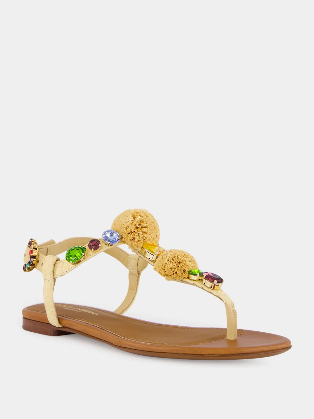 Beige Crochet Flip-Flops with Stones - Image 2