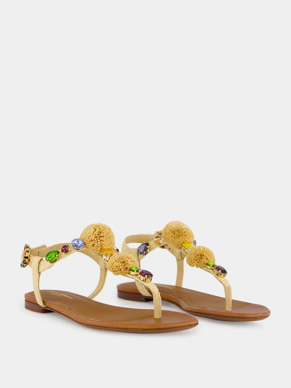 Beige Crochet Flip-Flops with Stones - Image 3