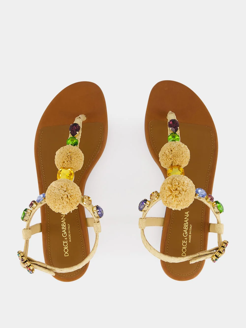 Beige Crochet Flip-Flops with Stones - Image 4