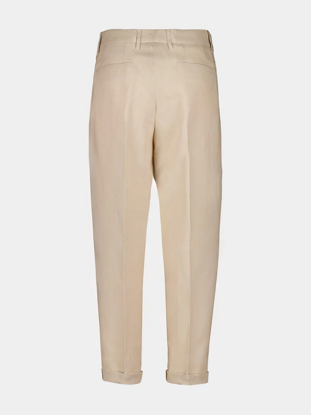 Beige Linen Tailored Trousers - Image 2