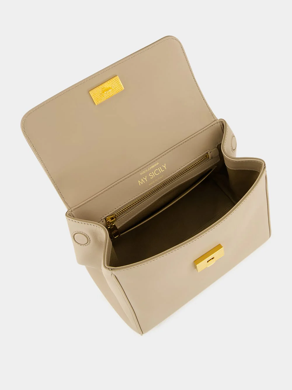 Beige My Sicily Calfskin Bag - Image 6
