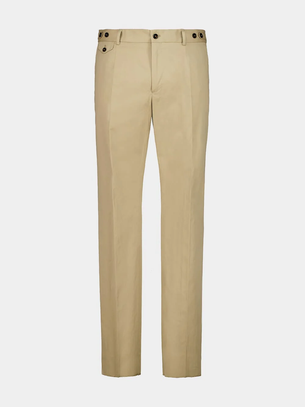 Beige Stretch Cotton Gabardine Trousers - Image 2