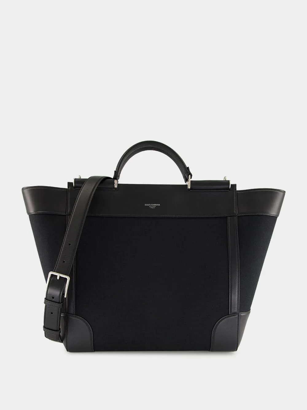 Black Calfskin and Panama Sicily Bag