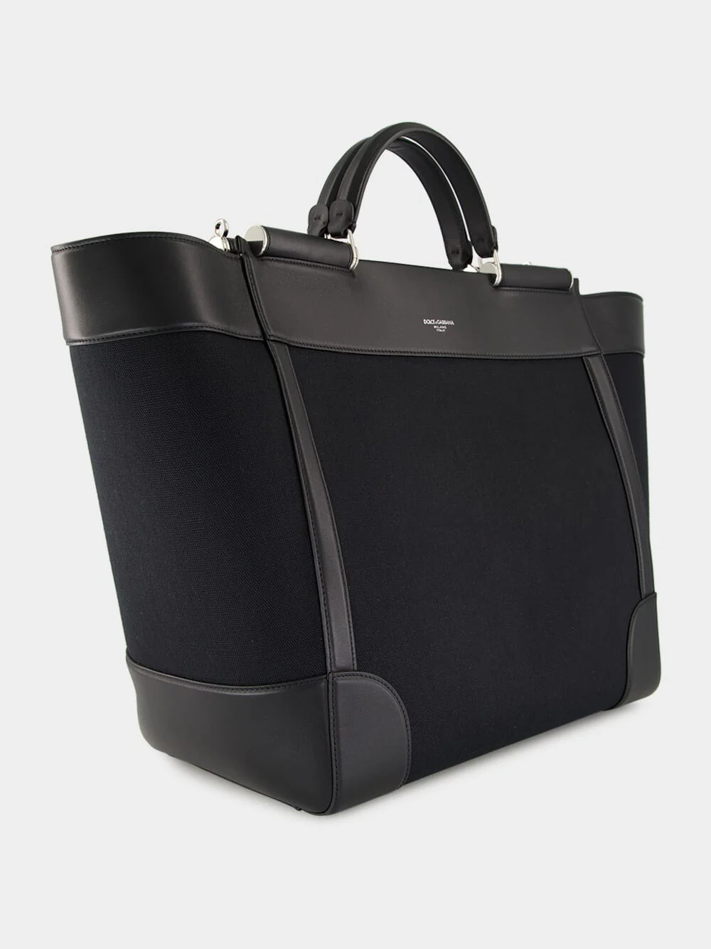 Black Calfskin and Panama Sicily Bag - Image 3