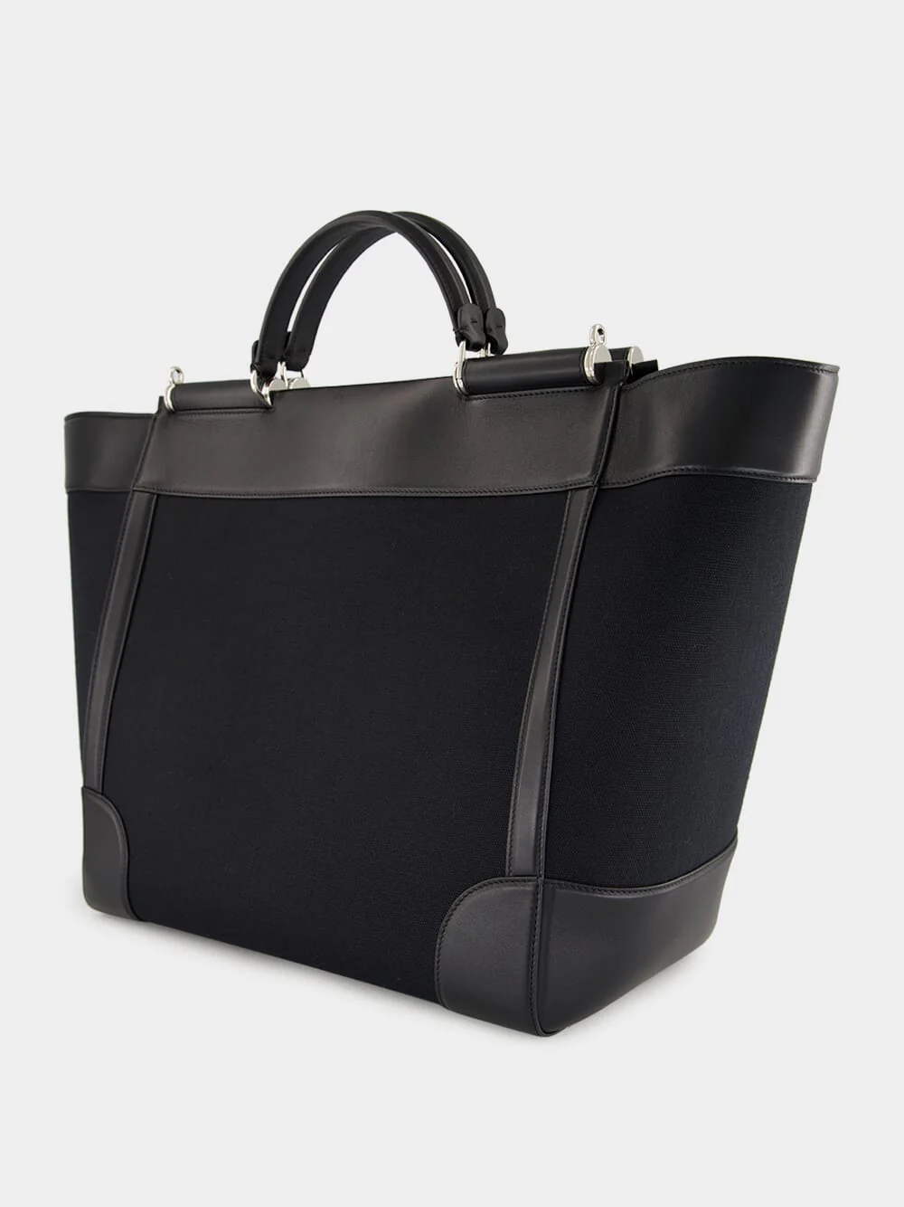 Black Calfskin and Panama Sicily Bag - Image 5