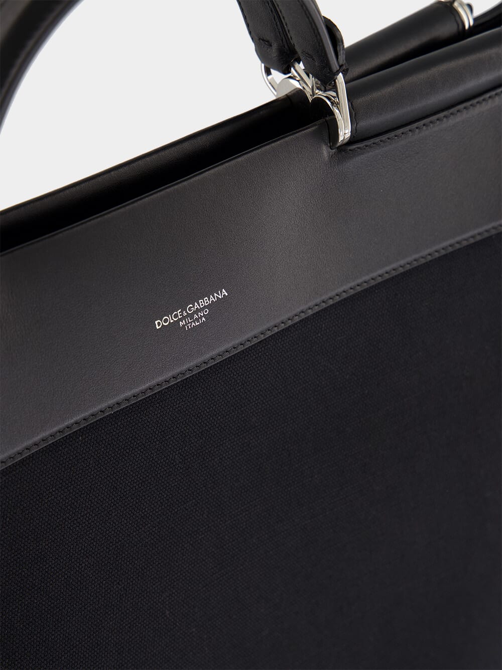 Black Calfskin and Panama Sicily Bag - Image 7