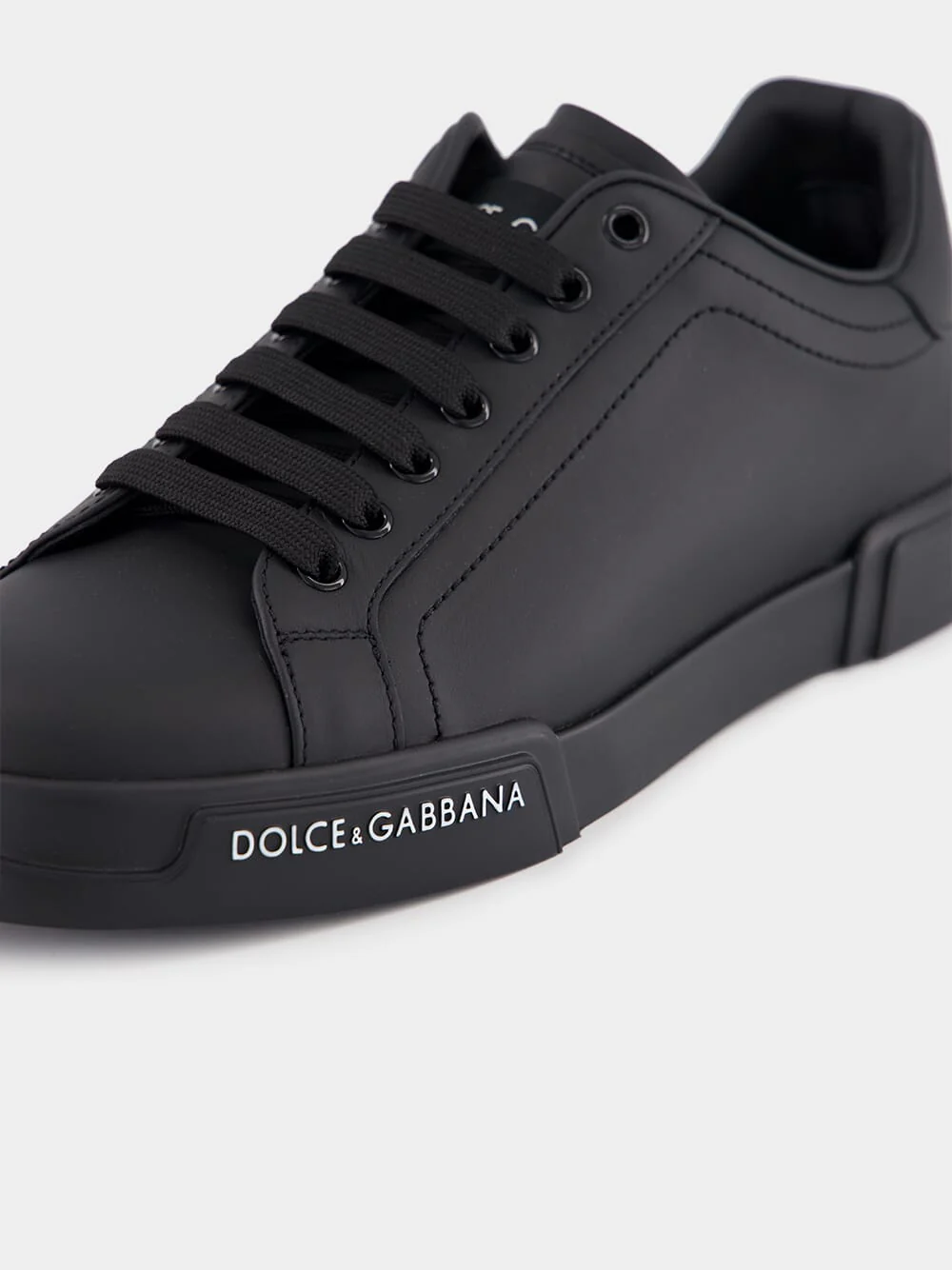Black Calfskin Nappa Portofino Sneakers - Image 7