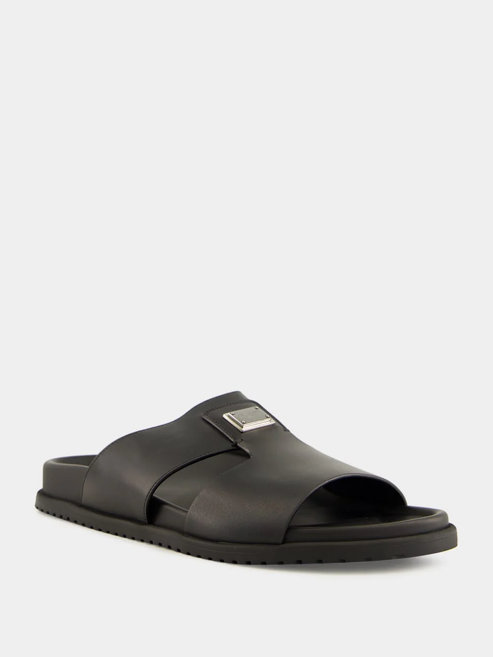 Black Calfskin Slide Sandals - Image 2