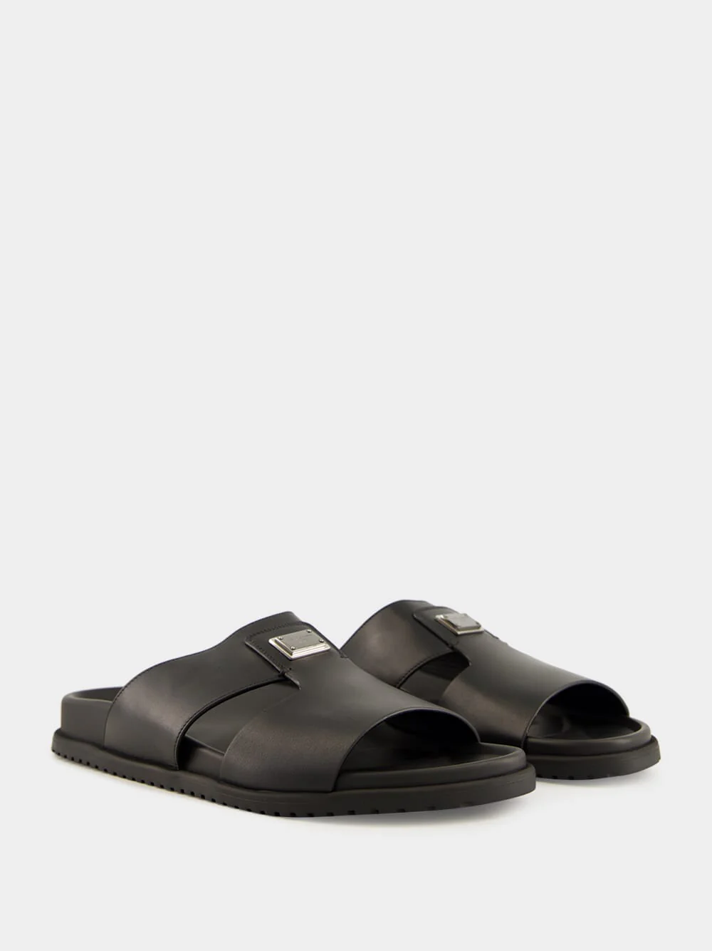 Black Calfskin Slide Sandals - Image 3