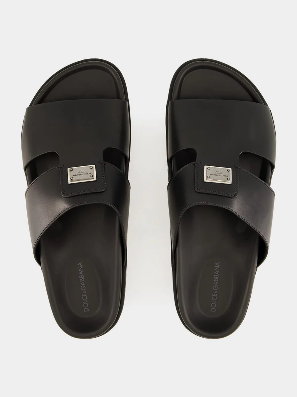 Black Calfskin Slide Sandals - Image 4