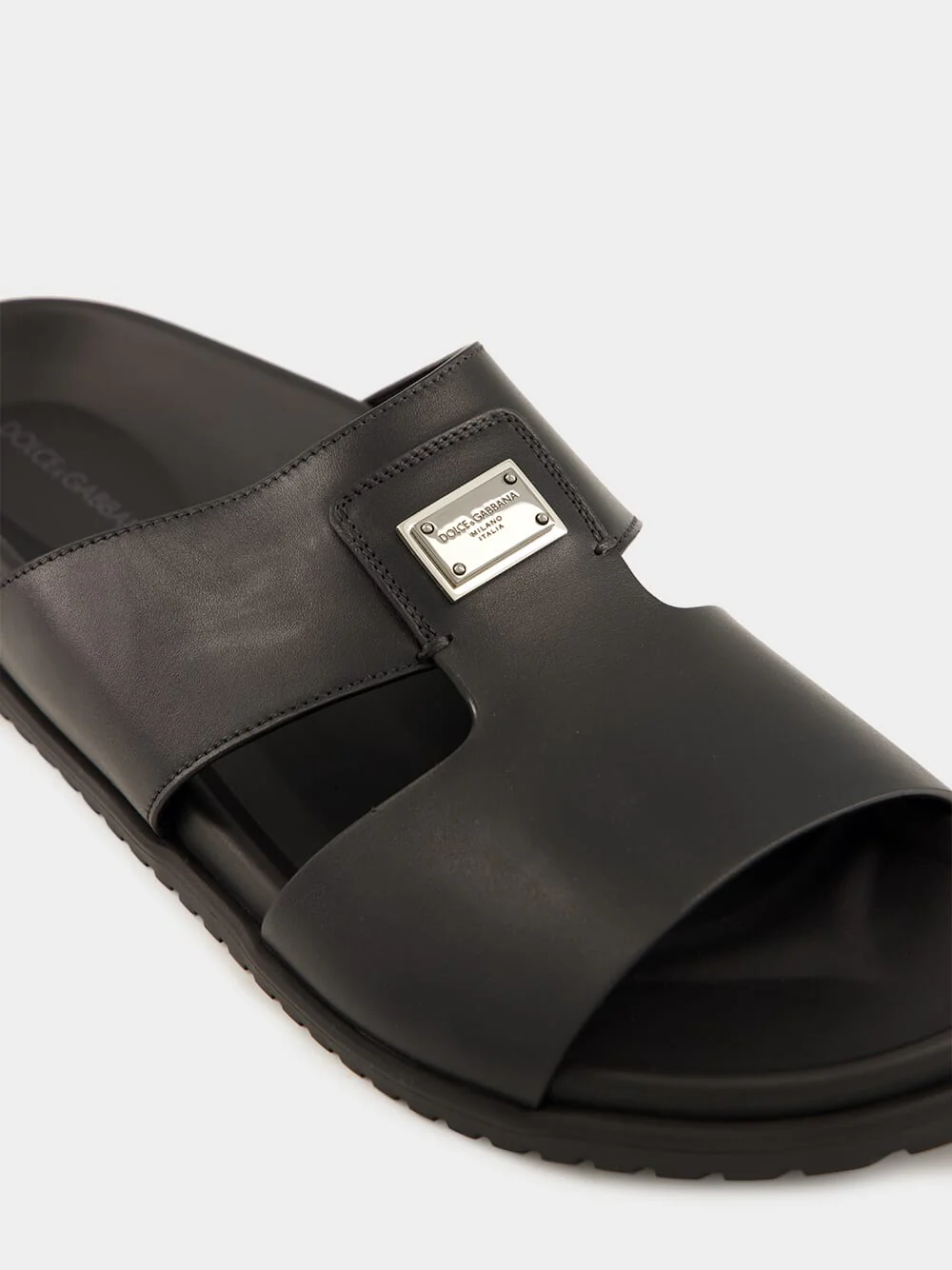 Black Calfskin Slide Sandals - Image 6