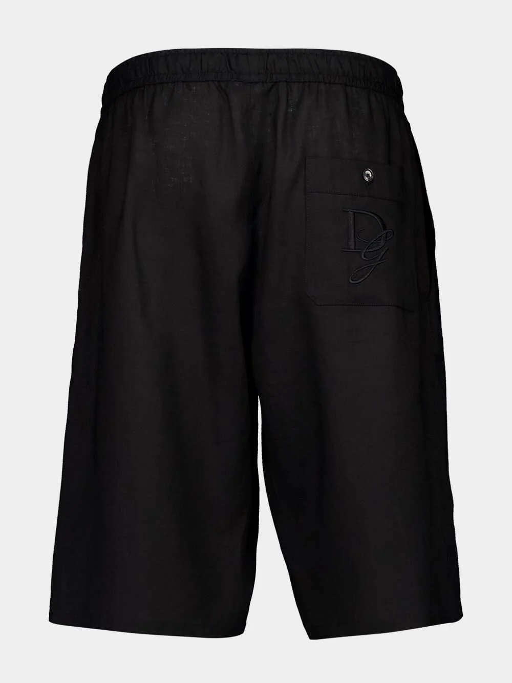 Black Casual Fit Linen Shorts - Image 6
