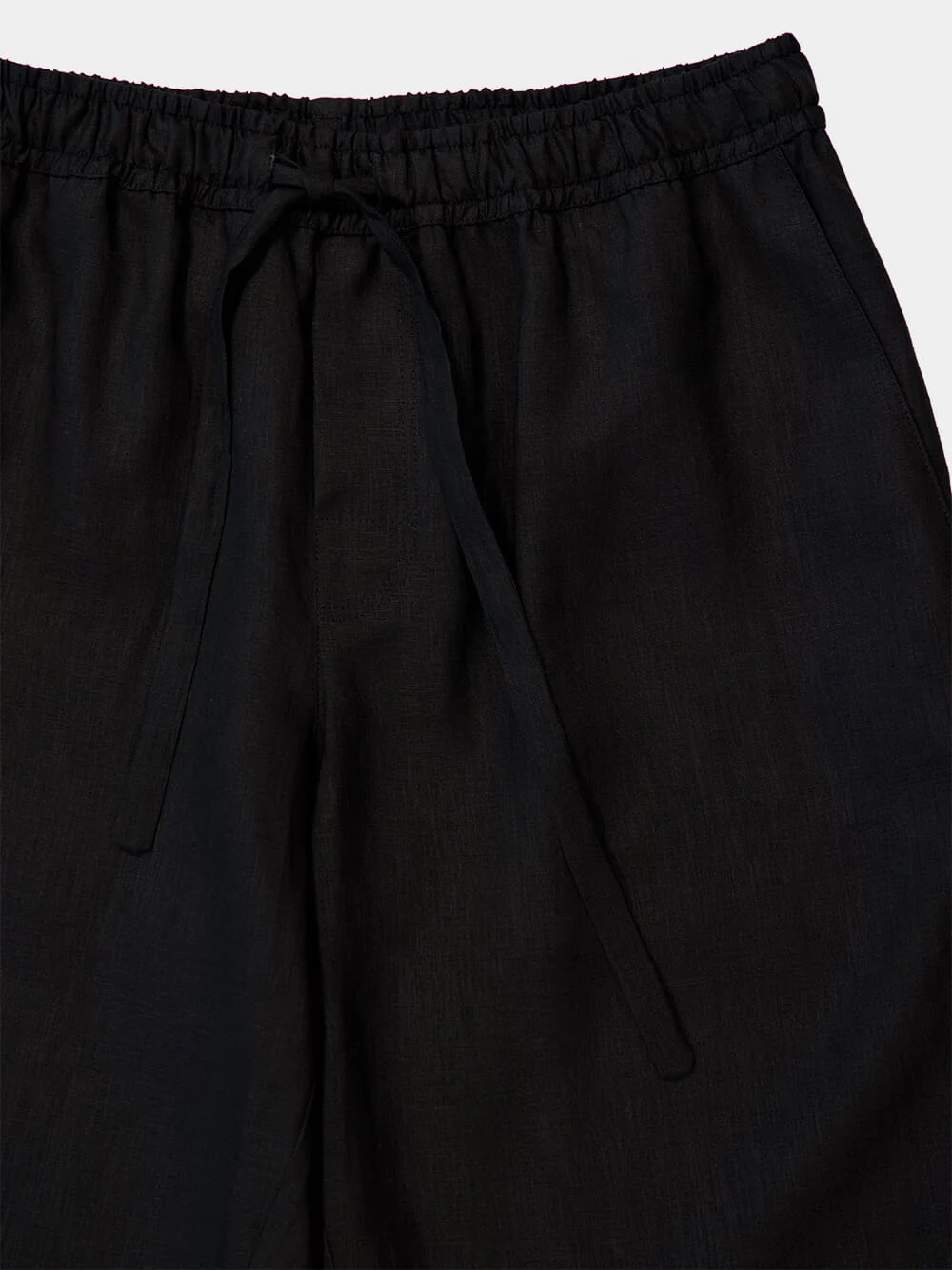 Black Casual Fit Linen Shorts - Image 7