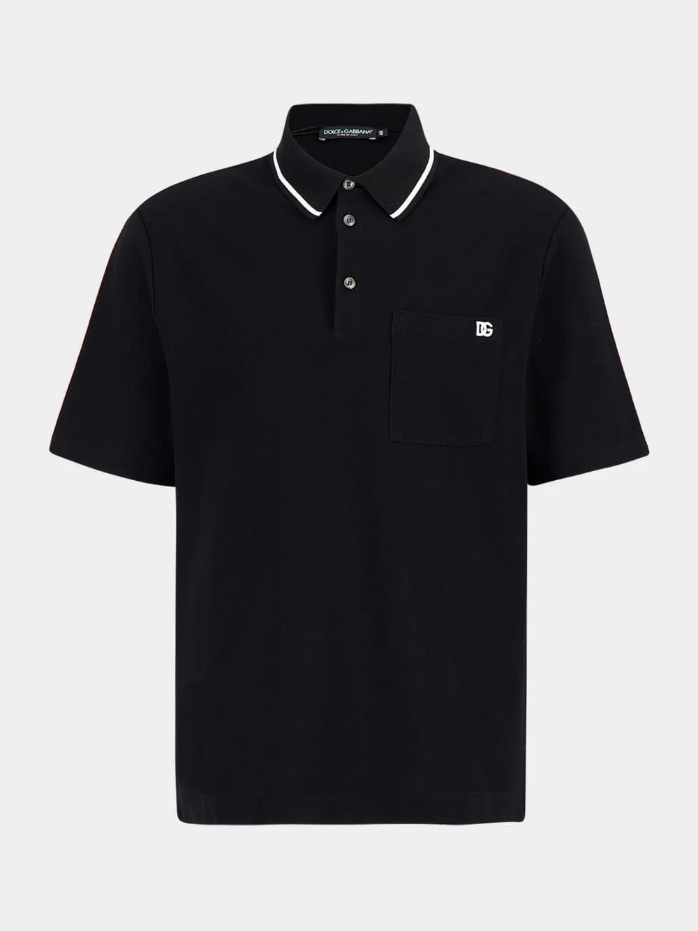 Black Cotton Piqué Polo Shirt - Image 2