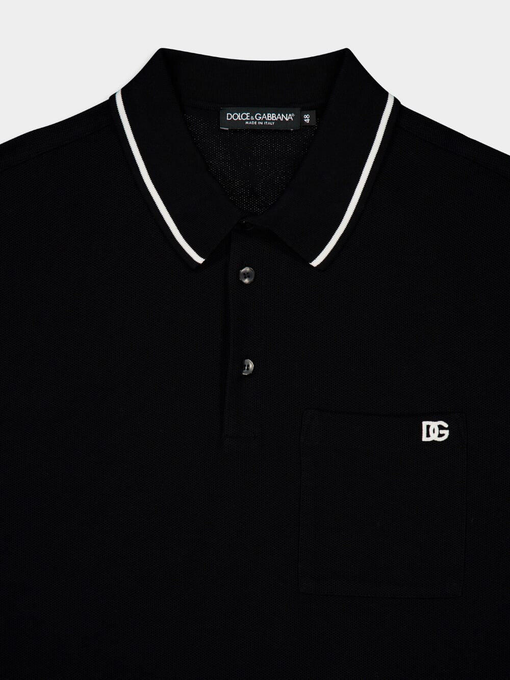 Black Cotton Piqué Polo Shirt - Image 5
