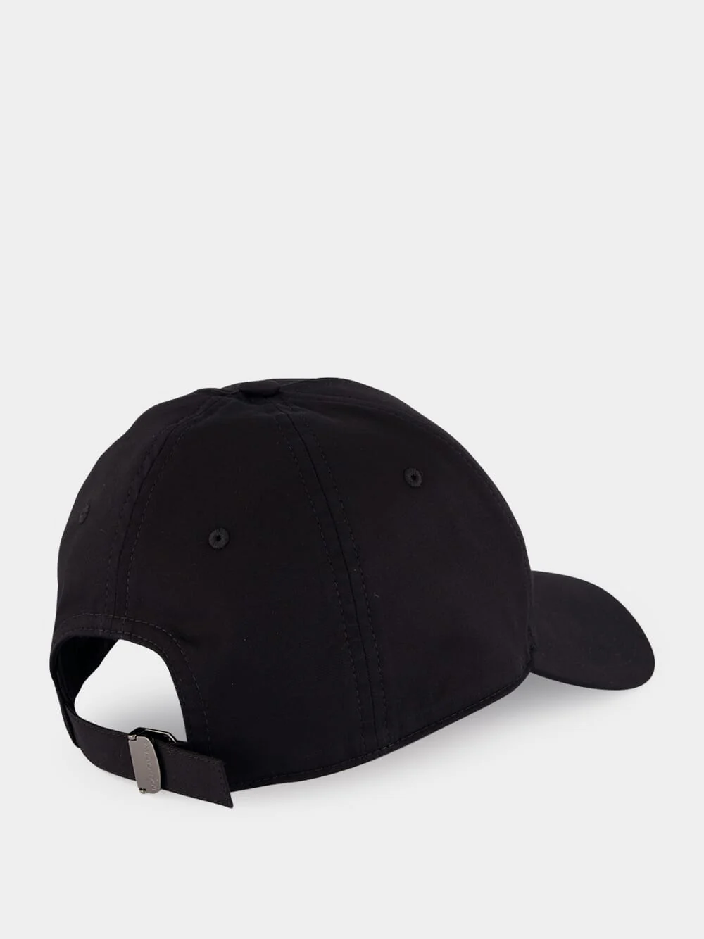 Black Cotton Rapper Cap with Logo Plate - Image 2