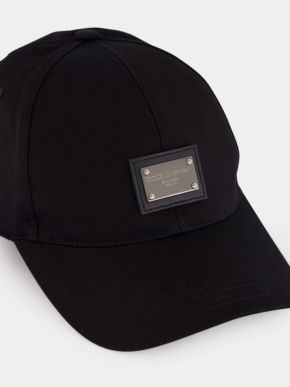 Black Cotton Rapper Cap with Logo Plate - Image 3