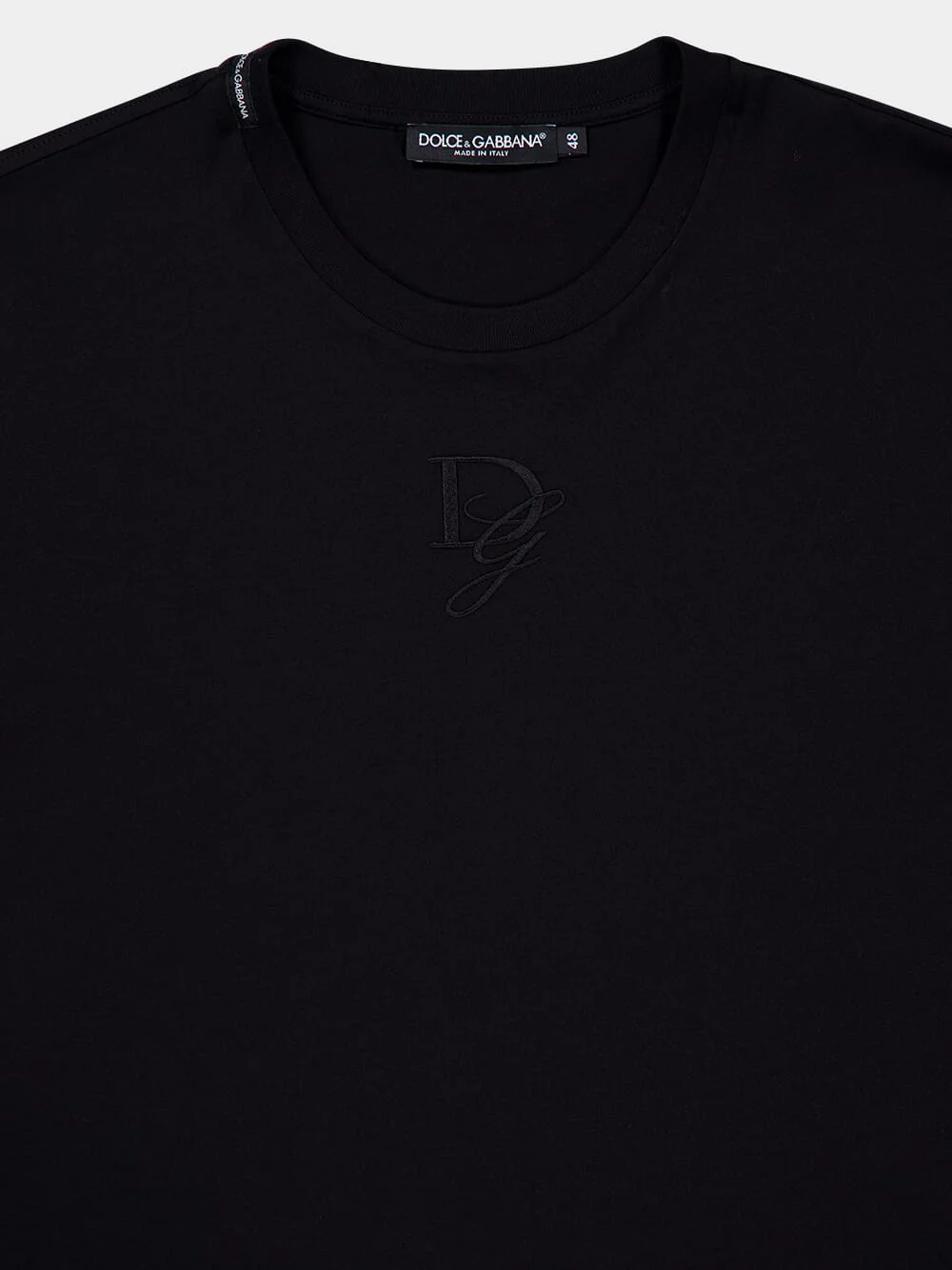 Black Cotton T-shirt with Logo Embroidery - Image 3