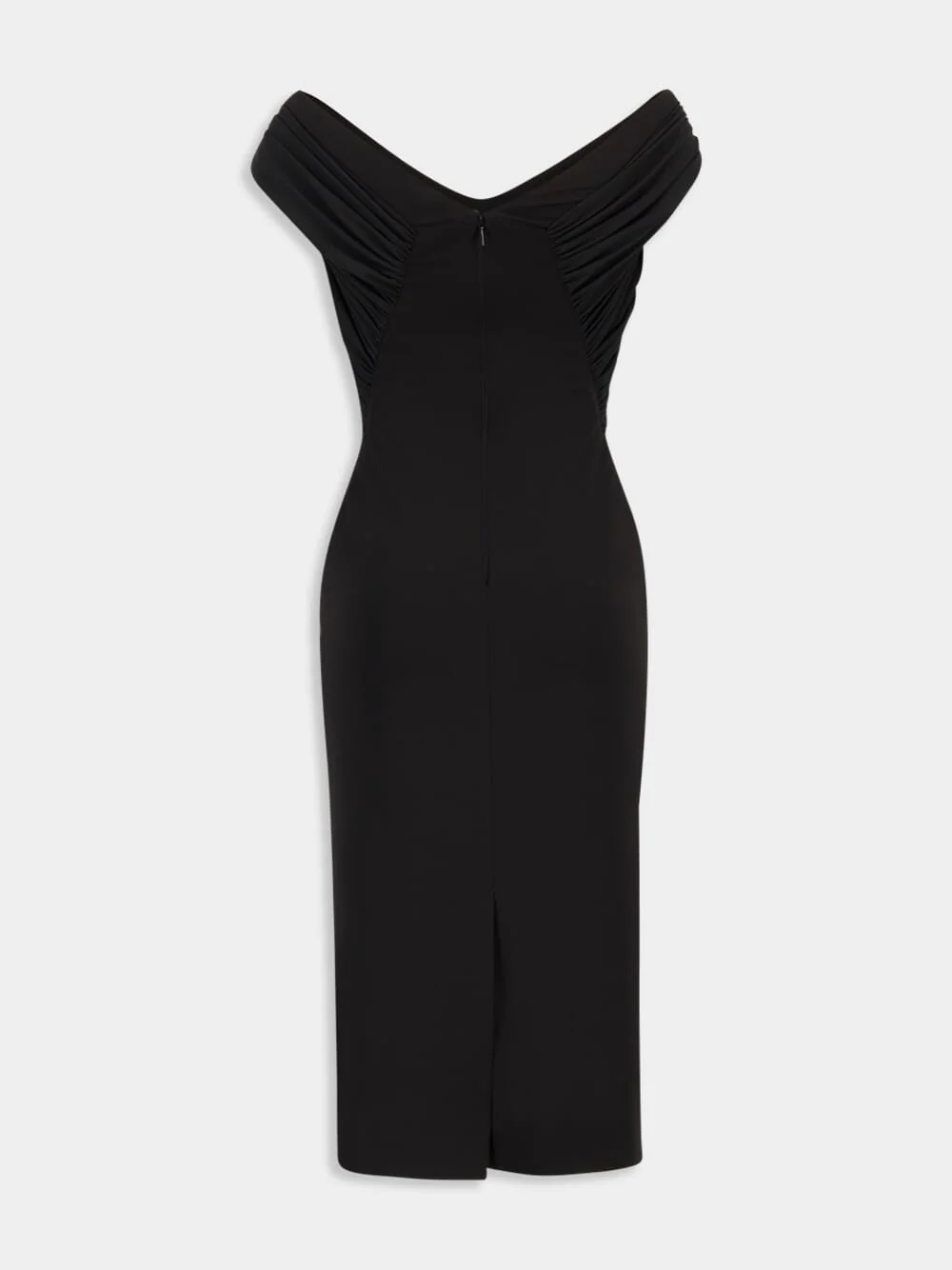 Black Crêpe Organza Bodycon Dress - Image 3