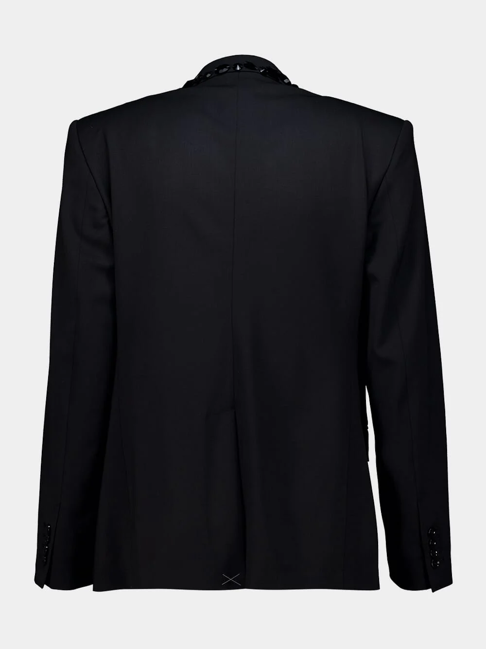 Black Crystal-Embellished Wool Blazer - Image 2