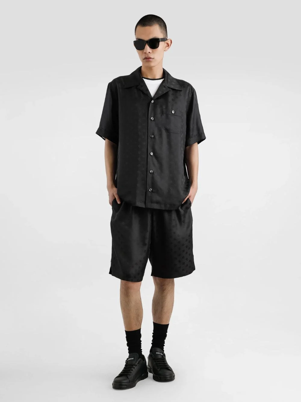 Black DG Logo Jacquard Hawaii Shirt - Image 2
